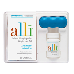 Alli is a non-prescription drug used to block the absorption of dietary fats in the body.